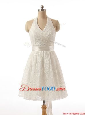 Sleeveless Lace Homecoming Dress Lace and Sashes|ribbons Zipper