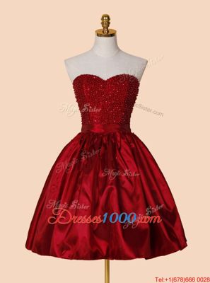 Sweetheart Sleeveless Lace Up Dress for Prom Red Satin