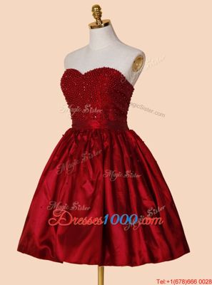 Sweetheart Sleeveless Lace Up Dress for Prom Red Satin