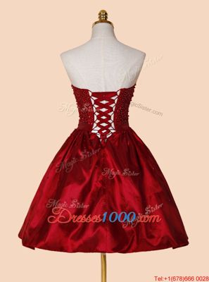 Sweetheart Sleeveless Lace Up Dress for Prom Red Satin