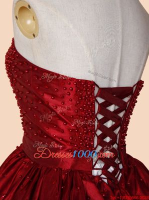 Sweetheart Sleeveless Lace Up Dress for Prom Red Satin