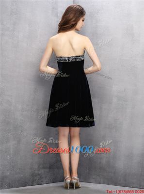 Black Zipper Sweetheart Beading Dress for Prom Satin Sleeveless