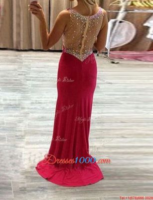 Sleeveless Brush Train Beading Zipper Homecoming Dress