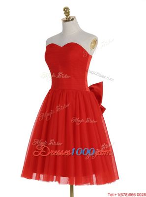Elegant Red Sweetheart Zipper Ruching Homecoming Dress Sleeveless