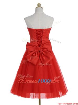 Elegant Red Sweetheart Zipper Ruching Homecoming Dress Sleeveless