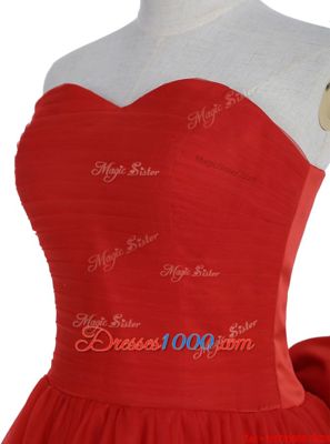 Elegant Red Sweetheart Zipper Ruching Homecoming Dress Sleeveless