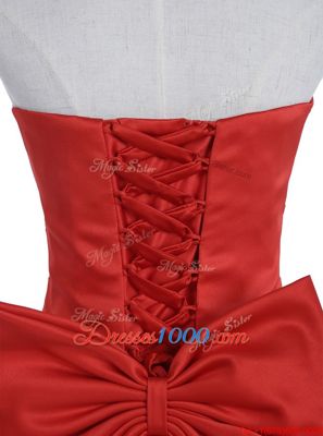 Elegant Red Sweetheart Zipper Ruching Homecoming Dress Sleeveless