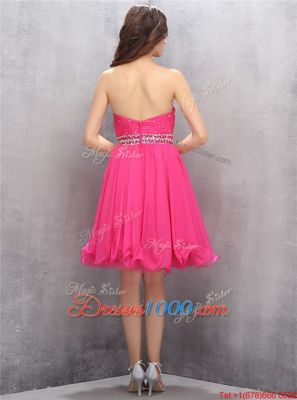 Stunning Knee Length A-line Sleeveless Hot Pink Evening Dress Zipper
