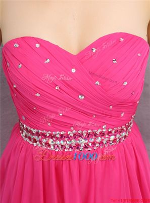 Stunning Knee Length A-line Sleeveless Hot Pink Evening Dress Zipper