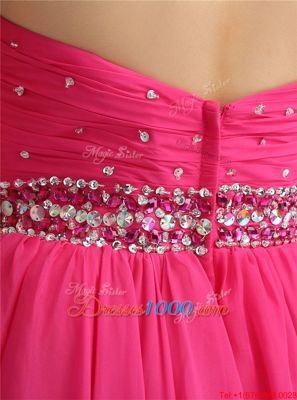 Stunning Knee Length A-line Sleeveless Hot Pink Evening Dress Zipper