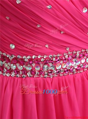 Stunning Knee Length A-line Sleeveless Hot Pink Evening Dress Zipper