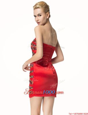 Elastic Woven Satin Sleeveless Mini Length Club Wear and Beading and Sashes|ribbons