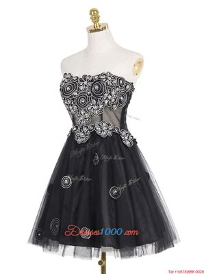 Inexpensive Black Sweetheart Zipper Appliques Evening Dress Sleeveless