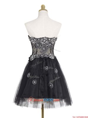 Inexpensive Black Sweetheart Zipper Appliques Evening Dress Sleeveless