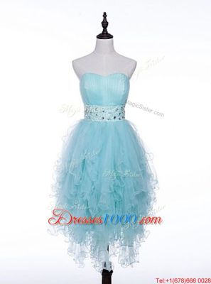 Light Blue Sweetheart Zipper Beading Dress for Prom Sleeveless