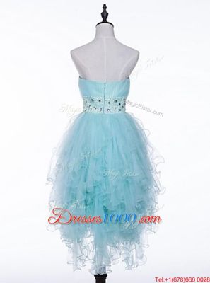 Light Blue Sweetheart Zipper Beading Dress for Prom Sleeveless
