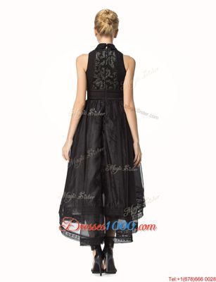 Romantic Black Sleeveless Asymmetrical Lace Zipper Pageant Dress Toddler