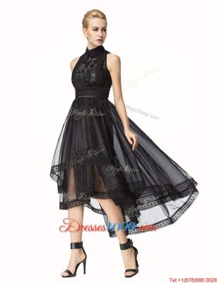 Romantic Black Sleeveless Asymmetrical Lace Zipper Pageant Dress Toddler