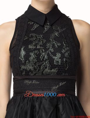 Romantic Black Sleeveless Asymmetrical Lace Zipper Pageant Dress Toddler