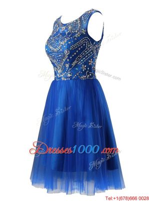 Modern Royal Blue Scoop Zipper Beading Prom Evening Gown Sleeveless