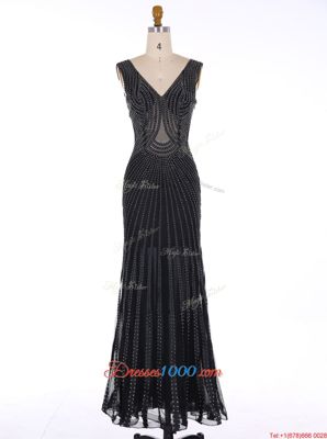 Glittering Mermaid Black Sleeveless Floor Length Sequins Zipper