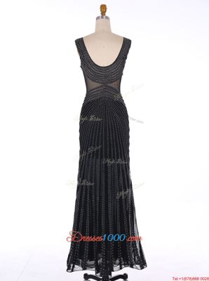 Glittering Mermaid Black Sleeveless Floor Length Sequins Zipper