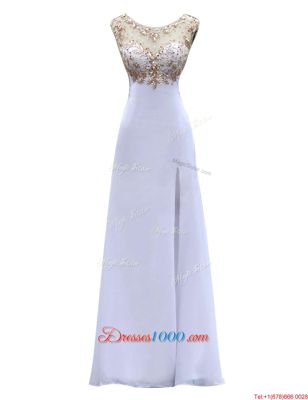 Exceptional Scoop Sleeveless Beading Backless Dress for Prom
