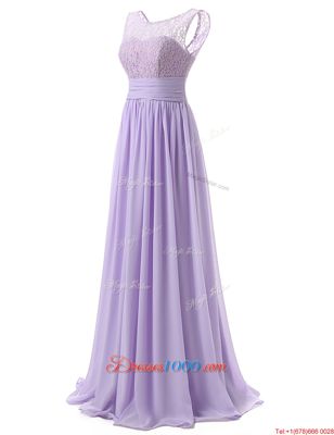 Spectacular Scoop Sleeveless Sweep Train Zipper With Train Lace Going Out Dresses