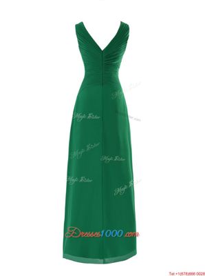 Green Chiffon Zipper Hoco Dress Sleeveless Asymmetrical Beading and Ruching