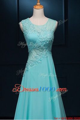 With Train Baby Blue Homecoming Dress Scoop Sleeveless Brush Train Zipper