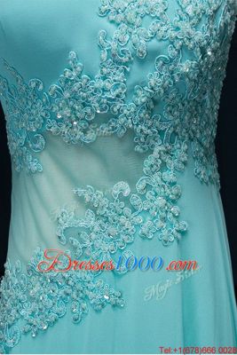 With Train Baby Blue Homecoming Dress Scoop Sleeveless Brush Train Zipper