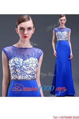 Decent Royal Blue Zipper Scoop Beading and Appliques Homecoming Dress Satin Sleeveless