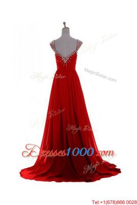 Comfortable Chiffon Sleeveless Homecoming Dress Brush Train and Beading and Belt