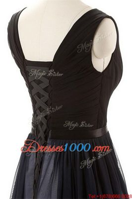 High End Floor Length Column/Sheath Sleeveless Black Lace Up