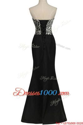 Mermaid Black Sweetheart Neckline Pattern Homecoming Dress Sleeveless Lace Up