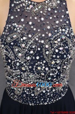 Scoop Black Sleeveless Beading Floor Length Formal Dresses