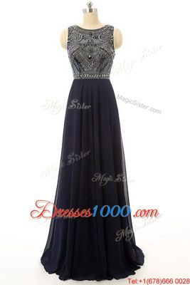 Dynamic Black Side Zipper High-neck Beading Prom Gown Chiffon Sleeveless