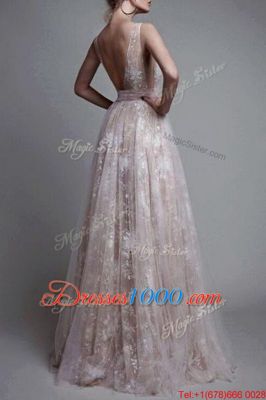 Tulle Sleeveless Floor Length Evening Dress and Lace