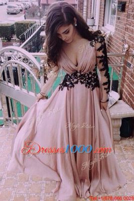 Popular Floor Length Zipper Prom Dresses Pink and In for Prom and Party with Ruching