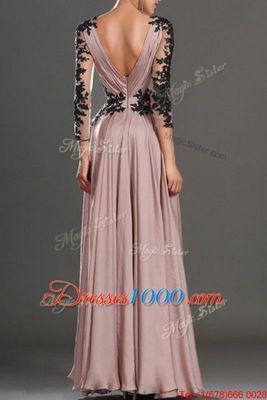 Popular Floor Length Zipper Prom Dresses Pink and In for Prom and Party with Ruching