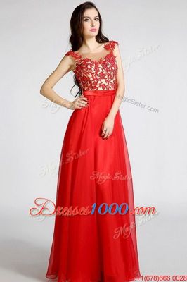 Inexpensive Red Zipper Homecoming Dresses Beading and Appliques Sleeveless Floor Length