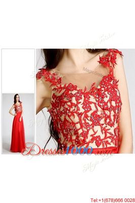 Inexpensive Red Zipper Homecoming Dresses Beading and Appliques Sleeveless Floor Length