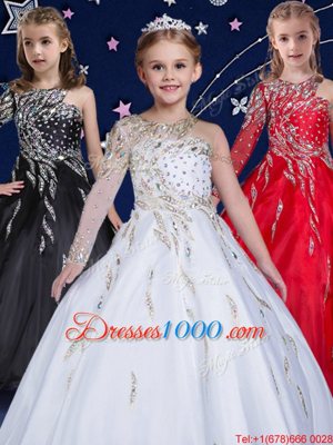 Luxurious White Sleeveless Organza Zipper Flower Girl Dresses for Quinceanera and Wedding Party