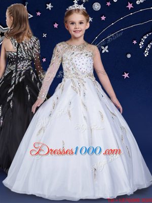 Luxurious White Sleeveless Organza Zipper Flower Girl Dresses for Quinceanera and Wedding Party