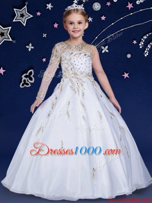 Luxurious White Sleeveless Organza Zipper Flower Girl Dresses for Quinceanera and Wedding Party