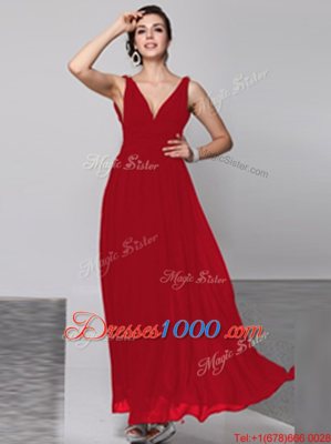 Cheap Wine Red Column/Sheath Beading Homecoming Dress Backless Chiffon Sleeveless Floor Length