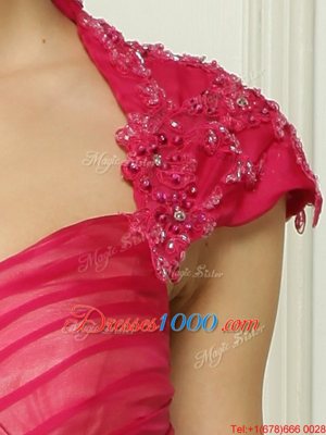 Beautiful Cap Sleeves Sweep Train Beading Backless Prom Party Dress