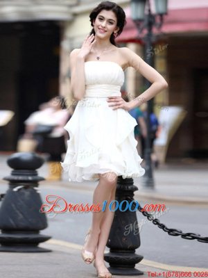 Chiffon Sleeveless Knee Length Dress for Prom and Beading