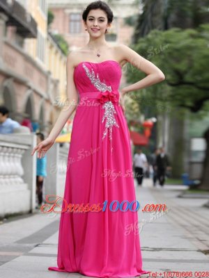 Attractive With Train Column/Sheath Sleeveless Hot Pink Prom Evening Gown Brush Train Zipper