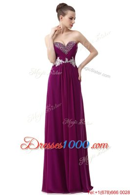 Captivating Chiffon Sleeveless Floor Length Evening Dress and Beading and Ruching